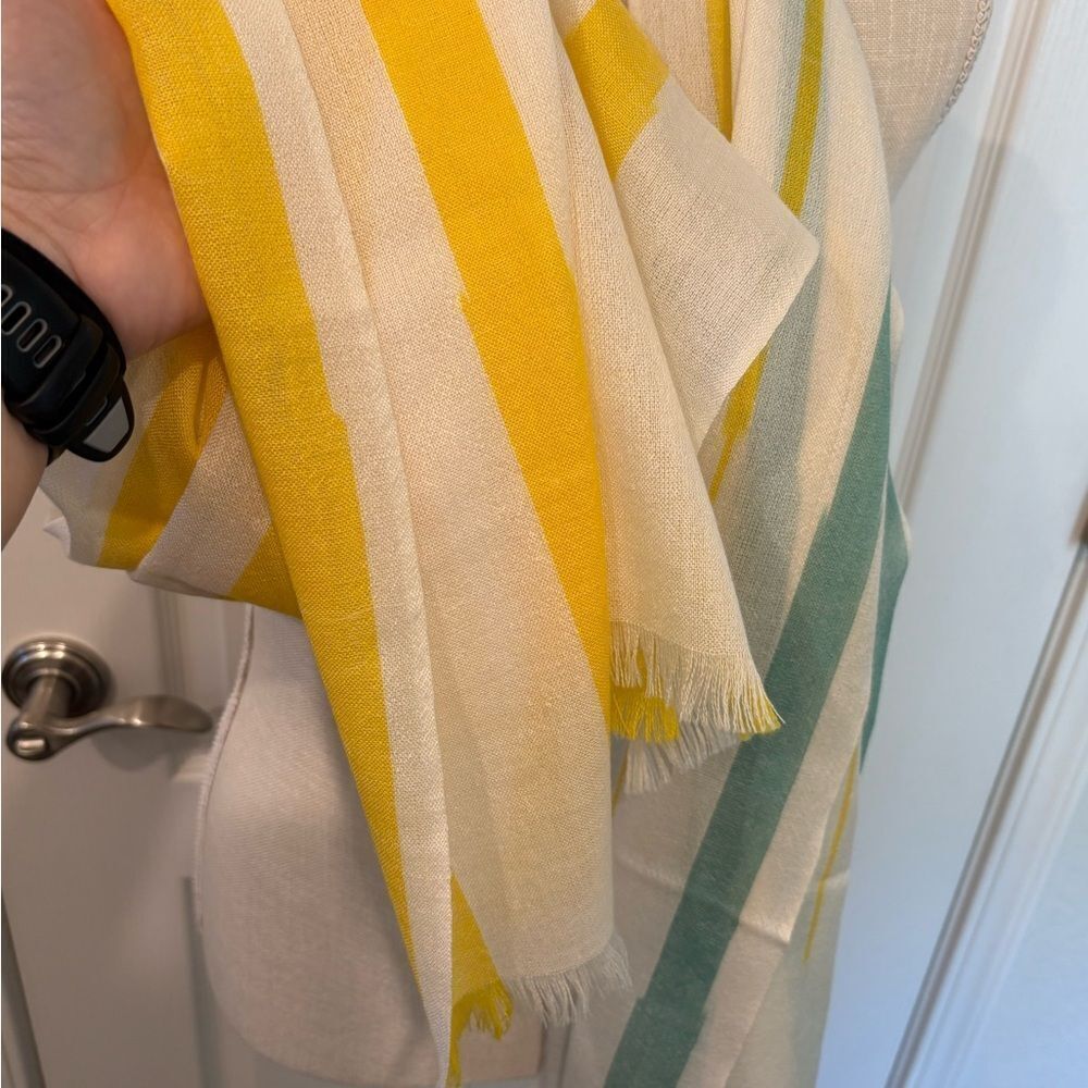 NWT Hermes Yellow and Green cashmere bamboo striped Scarf - Picture 2 of 9
